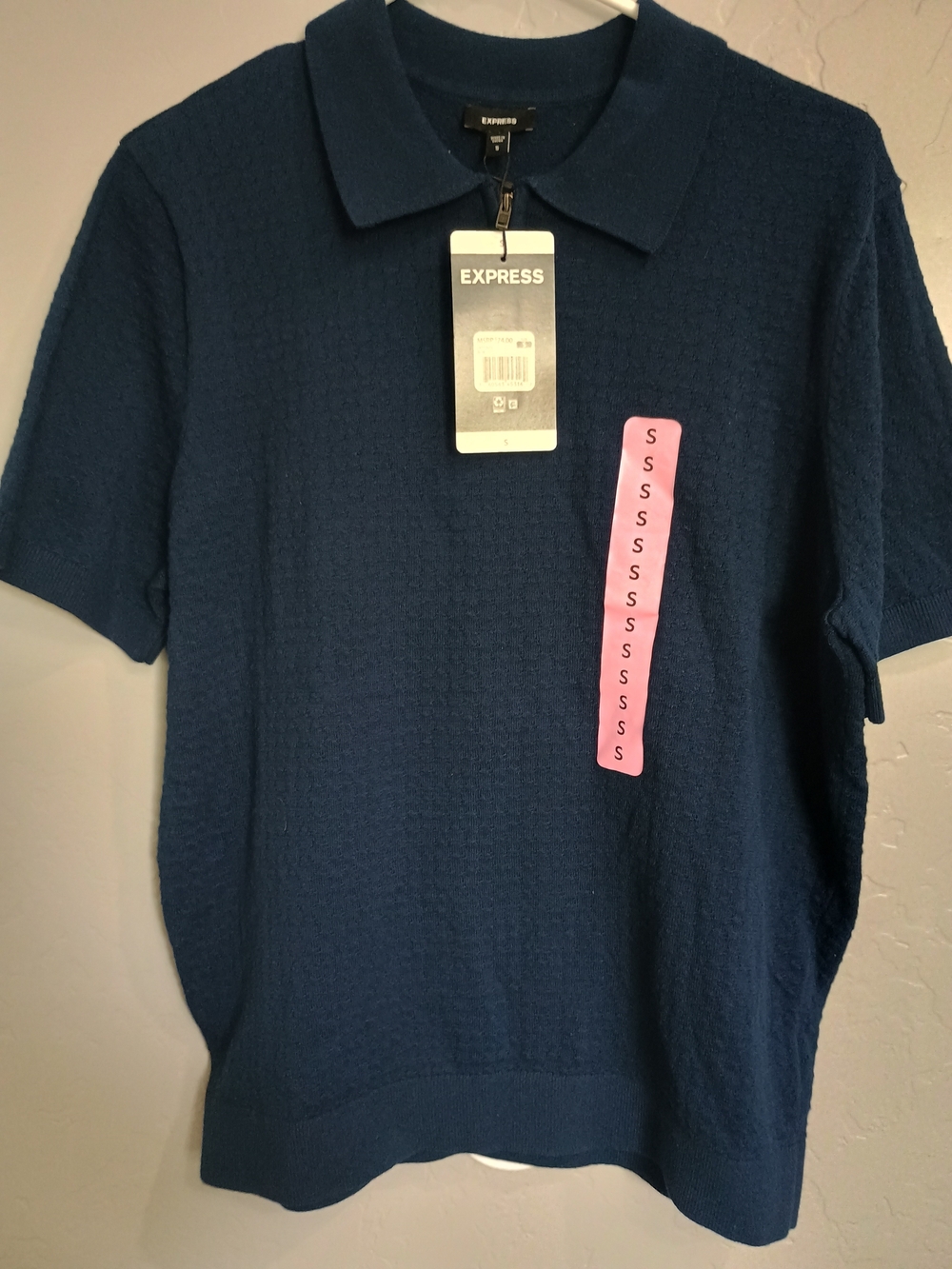 Express Men's Dark Navy Short-Sleeve Polo
